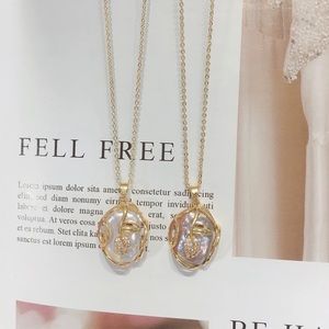 Authentic freshwater pearl necklace - organic gemstone pendant necklace